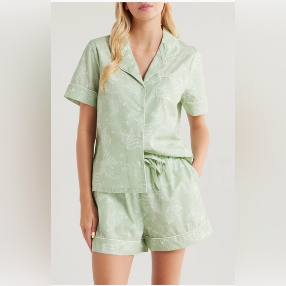 Nordstrom Light Green Floral Cotton Pajamas - Picture 1 of 6